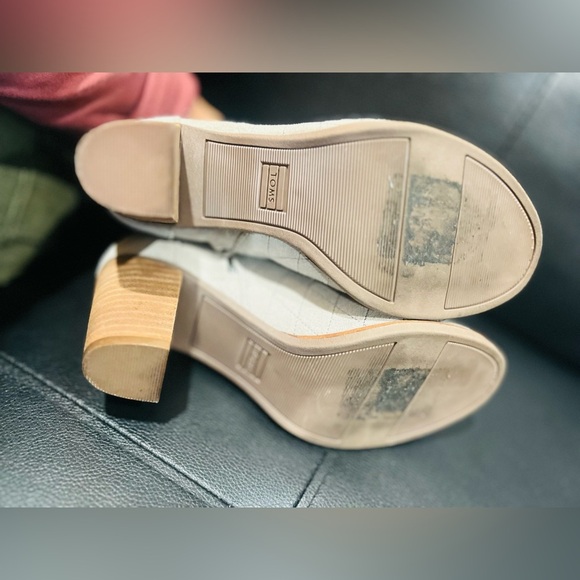 TOMS Majorca Grey Suede Peep Toe Block Heel zip up Bootie Size Women's W8 - Picture 6 of 10